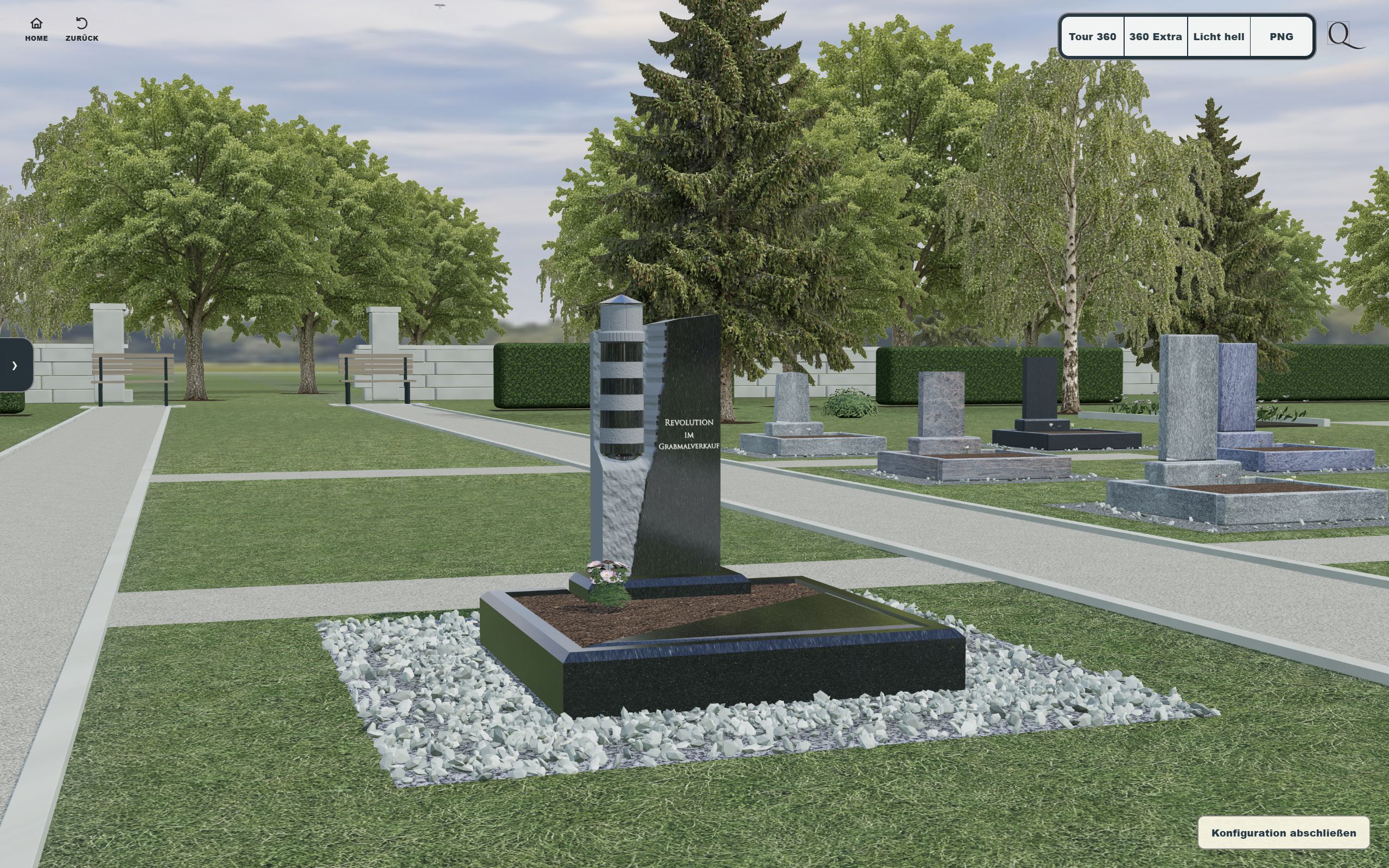Individuelles Grabmal im virtuellen QVADER-Friedhof